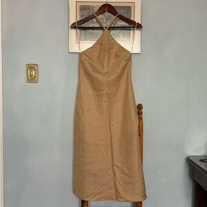Halter tan midi dress